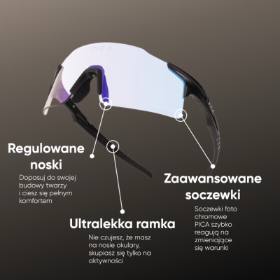 Okulary sportowe PICA ORRU niebieskie fotochromowe