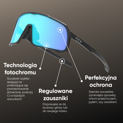 Okulary sportowe PICA OLOR niebieskie fotochromowe